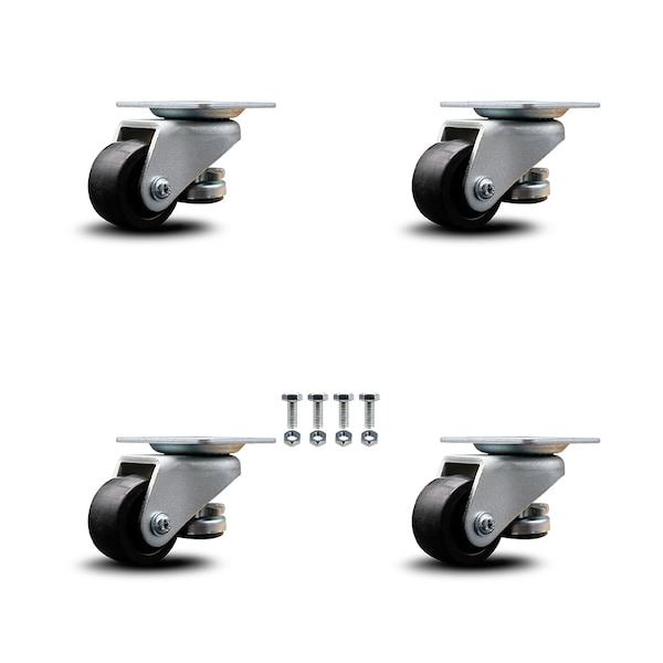 Service Caster Nylon Swvl TP Light Duty Floor Leveling Caster w/2" Diameter Black Wheels, 4PK SCC-TPLV20S50-NYR-220-ZC-4 - main